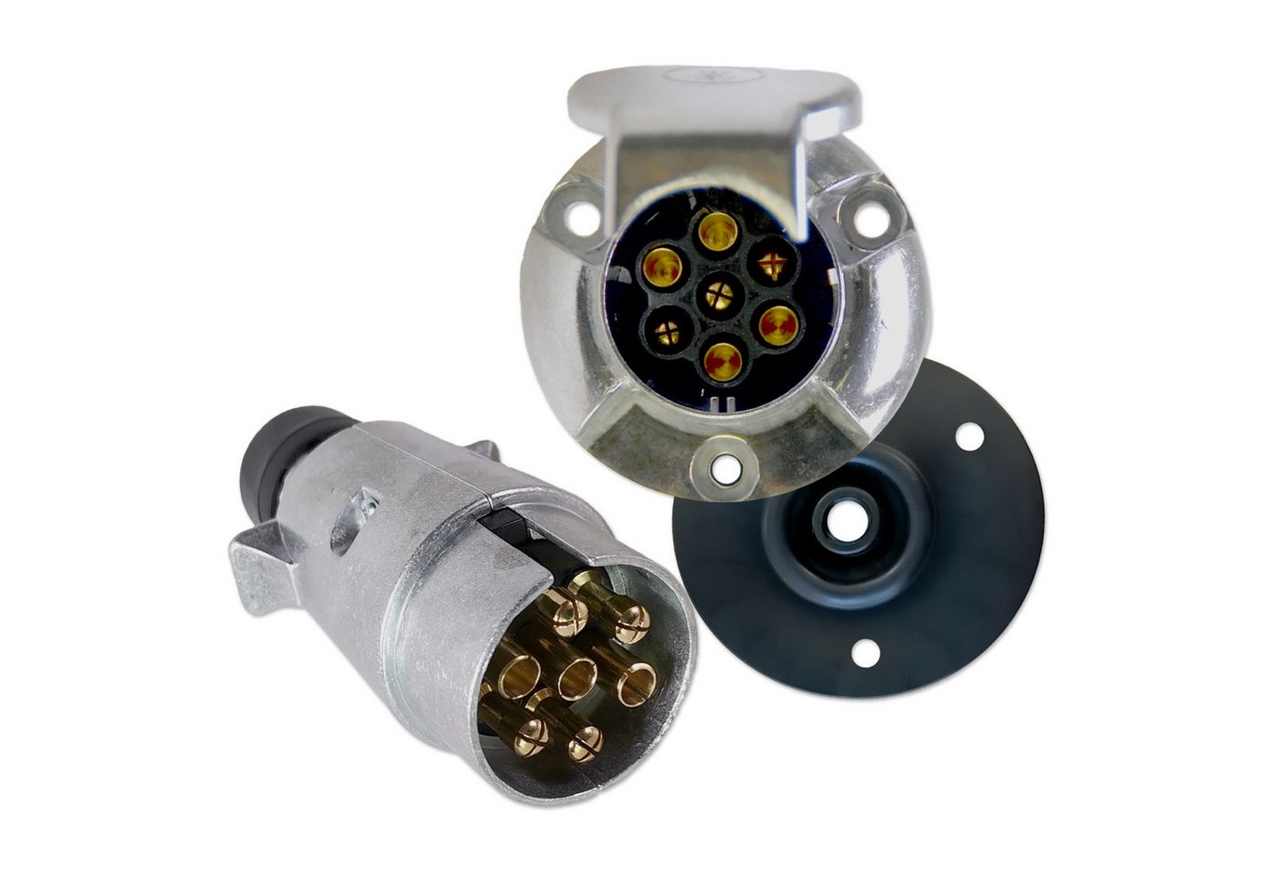 Impulse Innovation Steckdose Anhängersteckersatz, 7-polig, 12V, Aluminium, Stecker & Steckdose