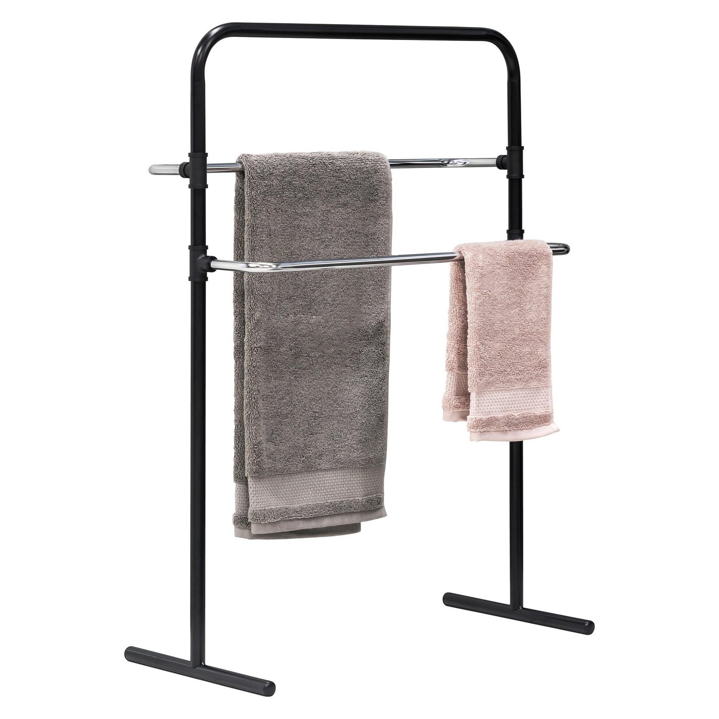 bremermann Handtuchhalter Stand-Handtuchhalter freistehend, 2 Stangen, Handtuchständer, schwarz Bild 5