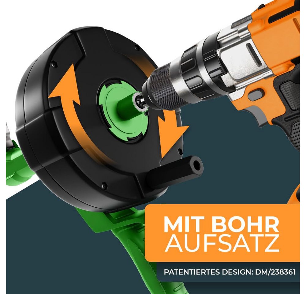 Meisterfaktur Rohrreinigungsspirale Automatik - Extra lange Abflussspirale mit Bohraufsatz, L: 1050 cm, ∅ 64 mm, Die Rohrspirale für echte Heimwerker! Bild 3
