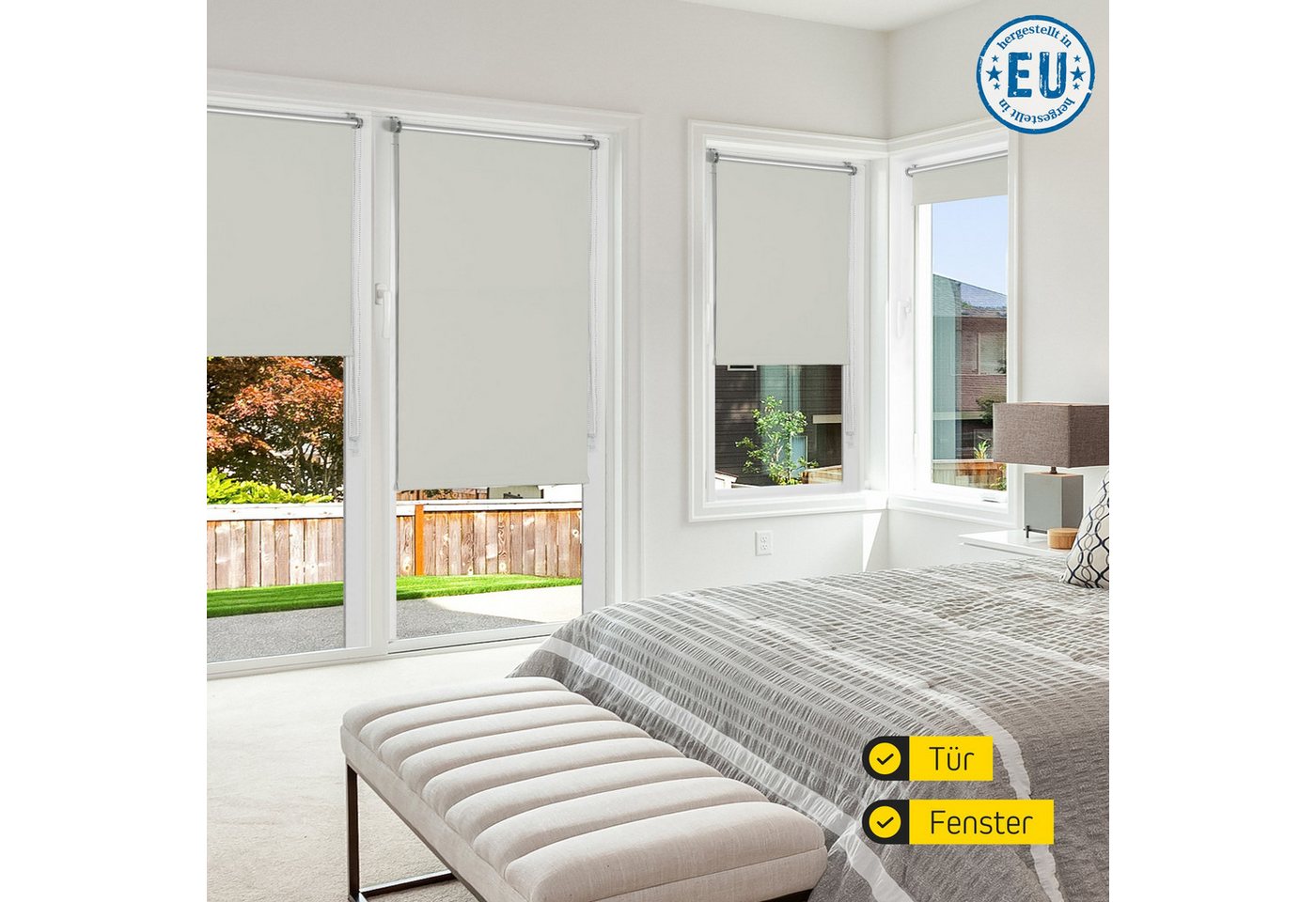 Verdunklungsrollo Thermorollo, 30 x 130 cm, grau [Stoffbreite 26,6 cm], jalousiescout, verdunkelnd, ohne Bohren, freihängend, Klemmfix, Thermo-Rollo Vollverdunkelnd Thermo-Beschichtung, energiesparend Bild 4