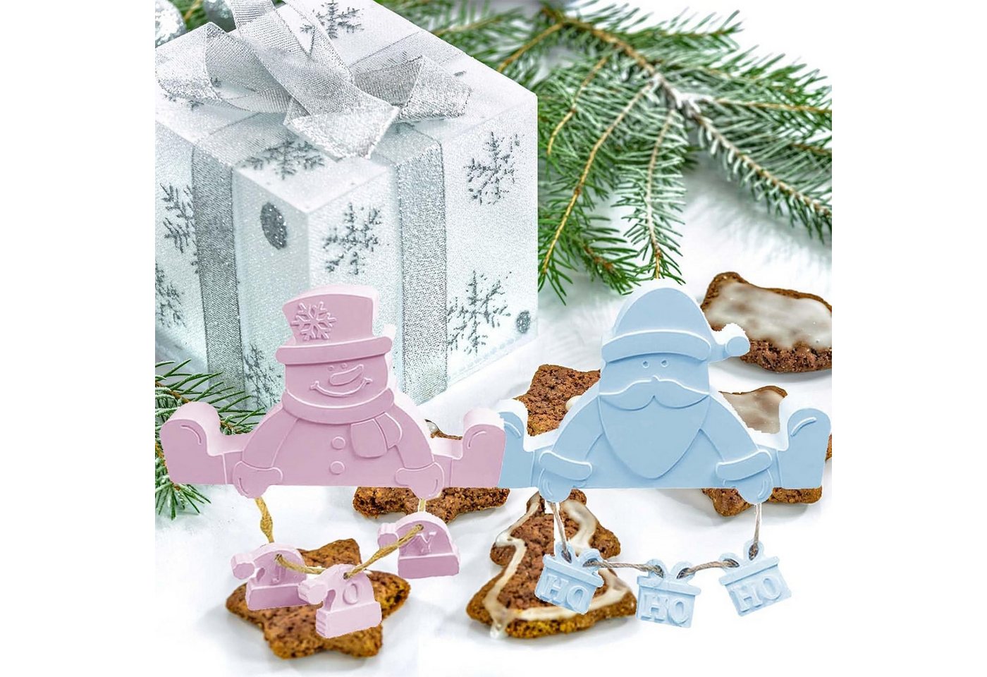 Coonoor Modellierwerkzeug Weihnachten Silikon Gießform Weihnachtsmann Schneemann Weihnachtsdeko, (2 St) Bild 2