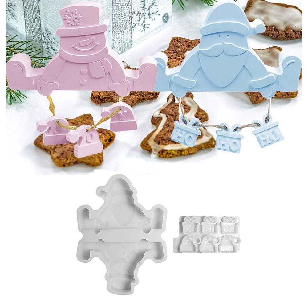 Coonoor Modellierwerkzeug Weihnachten Silikon Gießform Weihnachtsmann Schneemann Weihnachtsdeko, (2 St) Bild 3