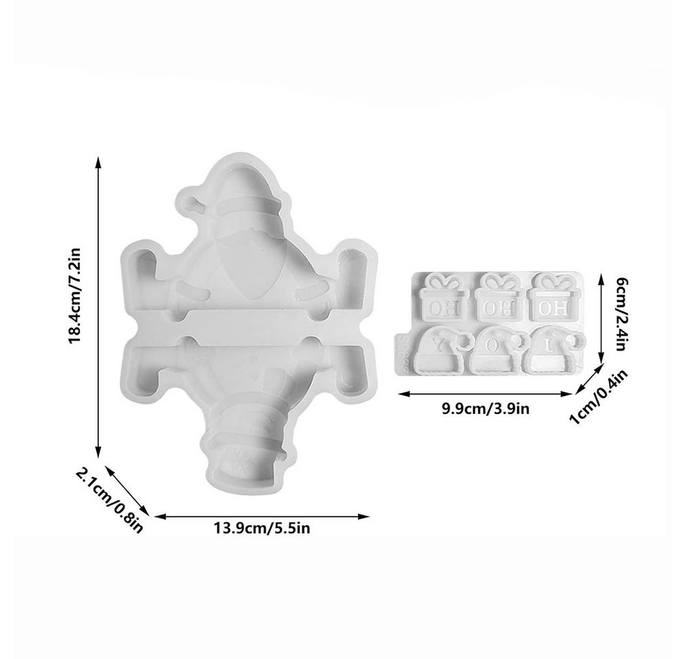Coonoor Modellierwerkzeug Weihnachten Silikon Gießform Weihnachtsmann Schneemann Weihnachtsdeko, (2 St) Bild 5