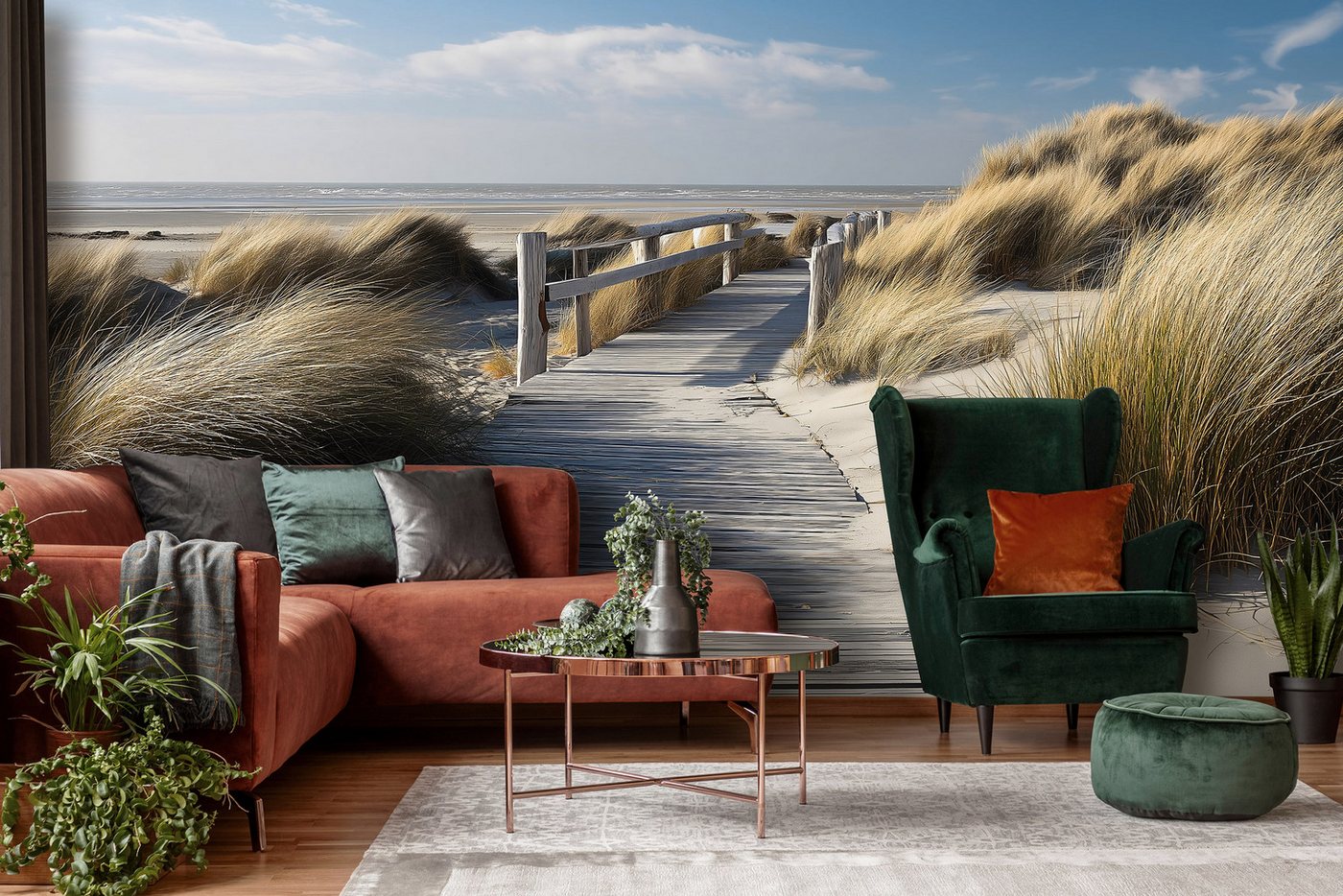 Wallarena Fototapete Strand Meer - Mehrfarbig - Modern - Vlies - Schlafzimmer, glatt, (6 St), 300x210cm Bild 4