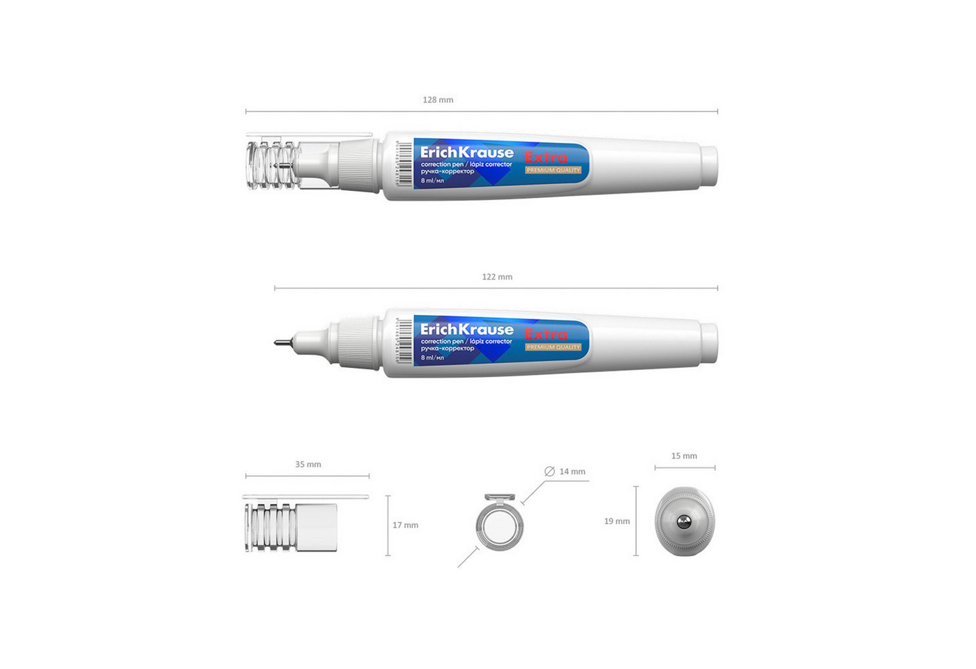 Erich Krause Tintenkiller, Korrekturstift Extra 8ml mit Metallspitze Schnell trocknend 1 Stück Bild 2