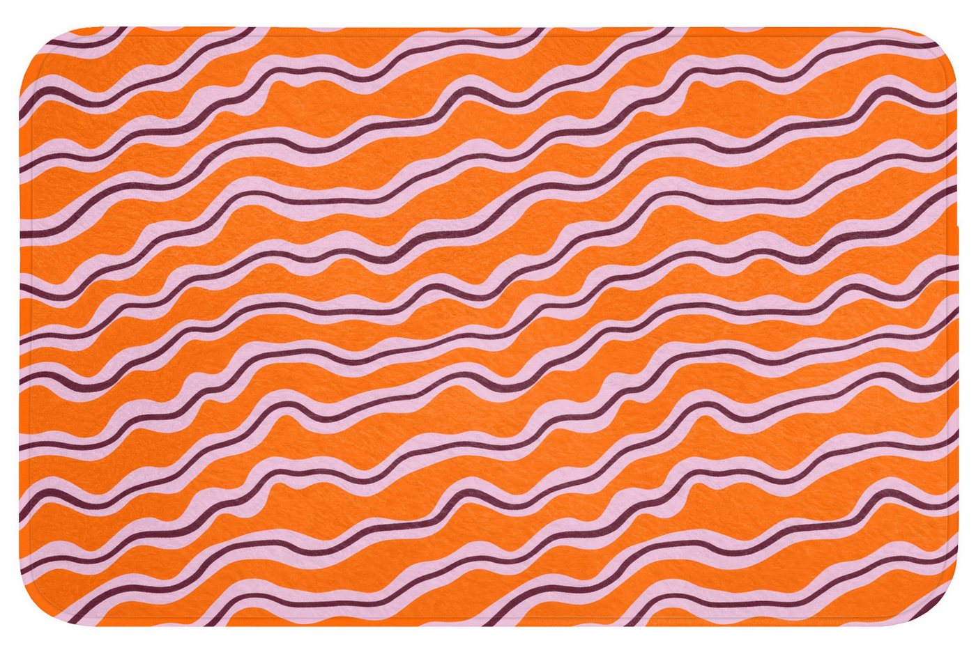 OnlyWow Badematte Retro - Gewellt - Orange, Höhe 10 mm, Polyester, Rechteckig, Badezimmerteppich, Badteppich, Rutschfest, Duschvorleger, Duschmatte Bild 3