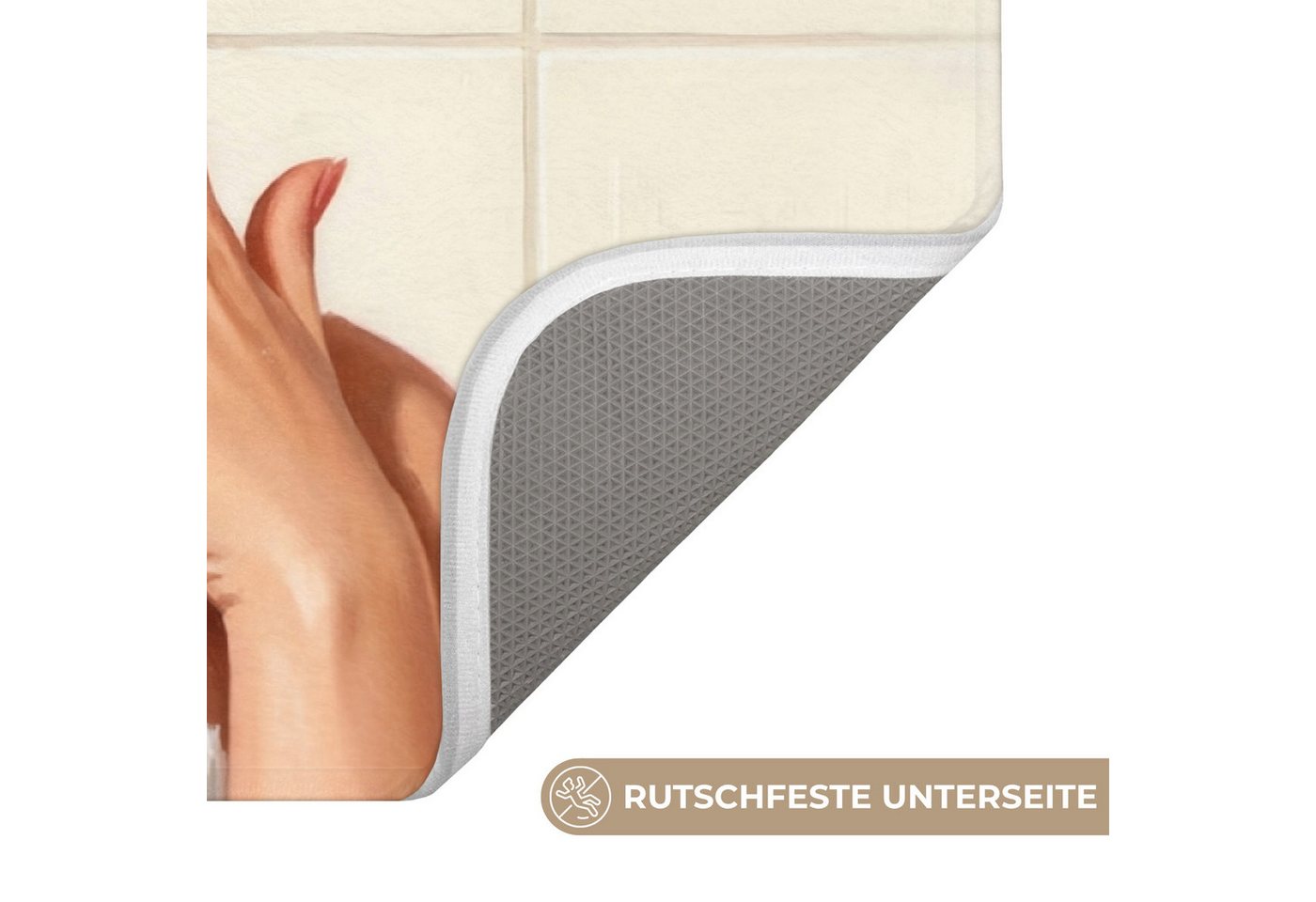 OnlyWow Badematte Frau - Dusche - Rosa, Höhe 10 mm, Polyester, Rechteckig, Badezimmerteppich, Badteppich, Rutschfest, Duschvorleger, Duschmatte Bild 2