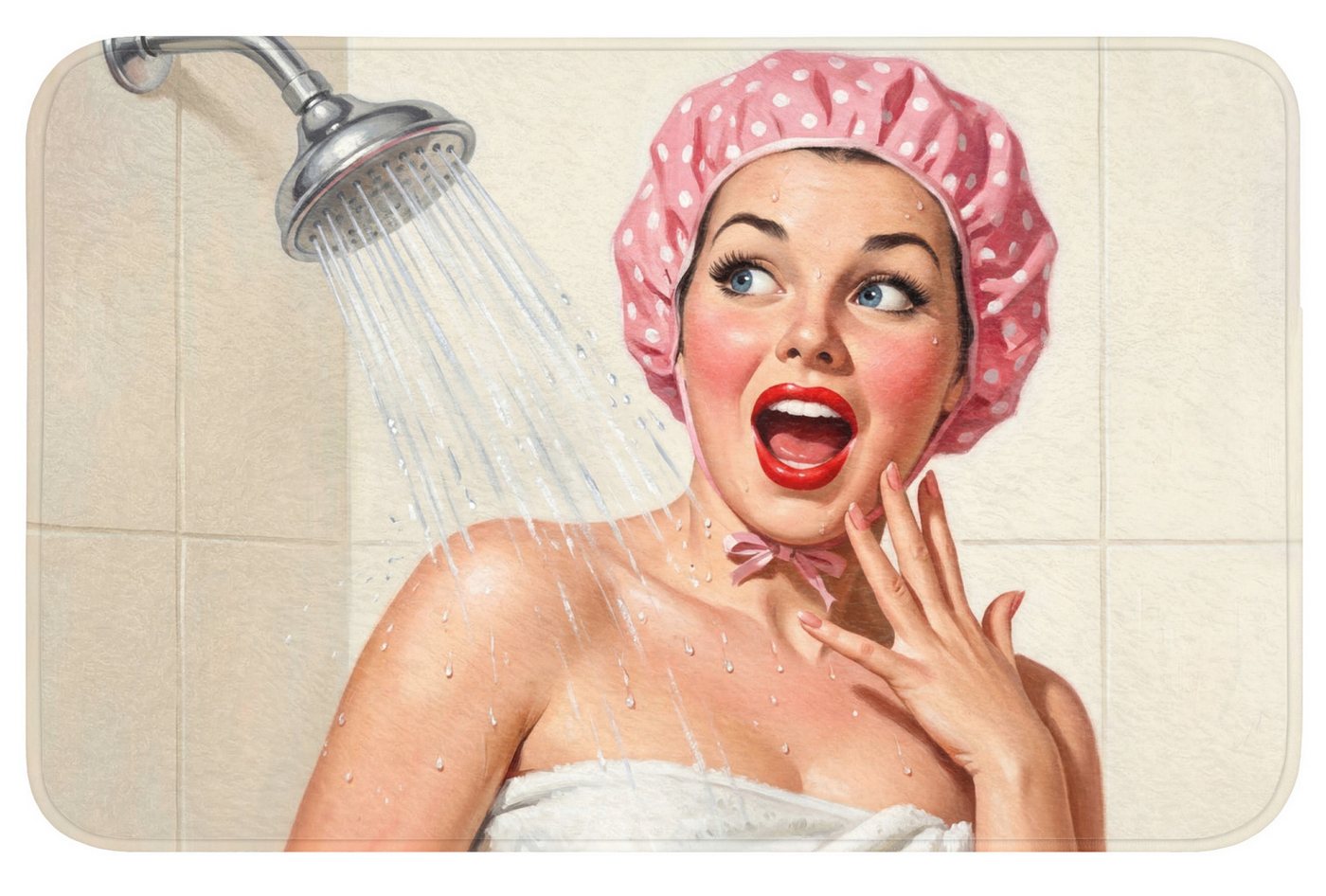 OnlyWow Badematte Frau - Dusche - Rosa, Höhe 10 mm, Polyester, Rechteckig, Badezimmerteppich, Badteppich, Rutschfest, Duschvorleger, Duschmatte Bild 4