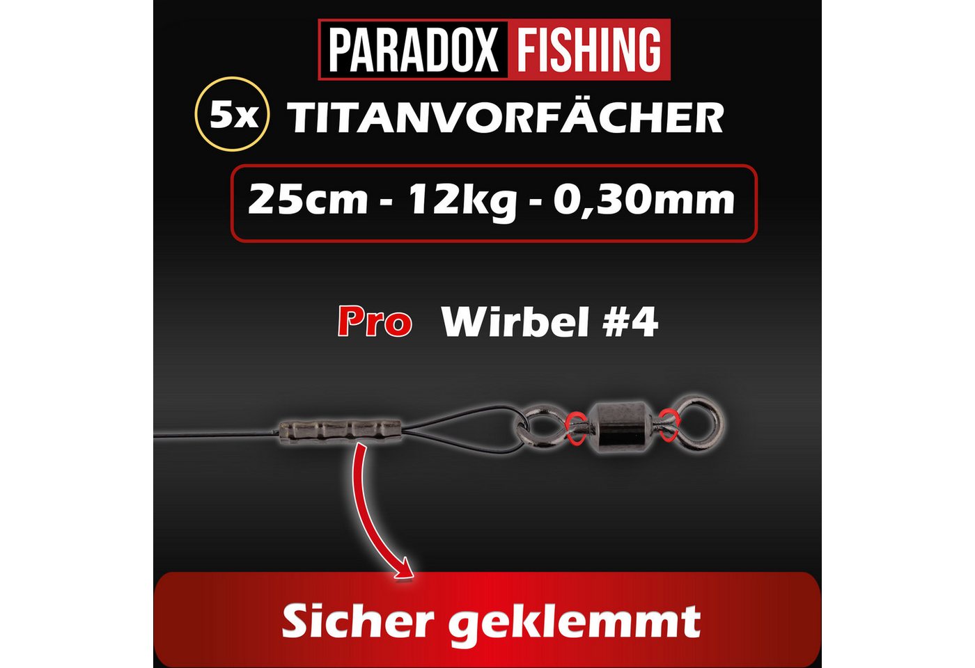 Paradox Fishing Angelschnur Titan-Vorfach fürs Hecht-Angeln, 0,25 m Länge, Hechtsicher Knickfrei Bild 2