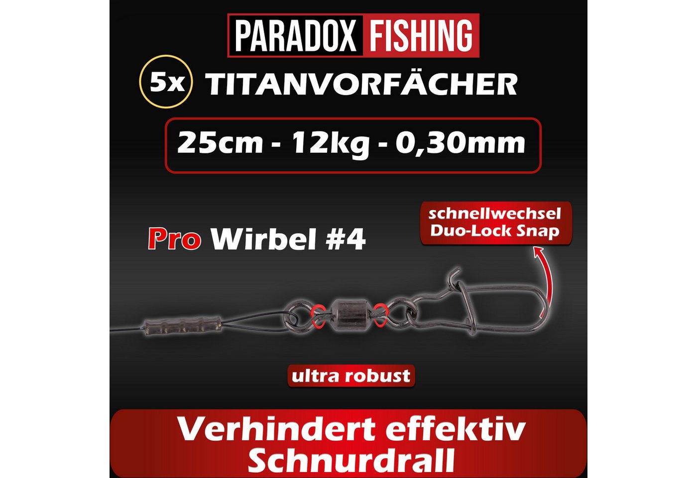 Paradox Fishing Angelschnur Titan-Vorfach fürs Hecht-Angeln, 0,25 m Länge, Hechtsicher Knickfrei Bild 3