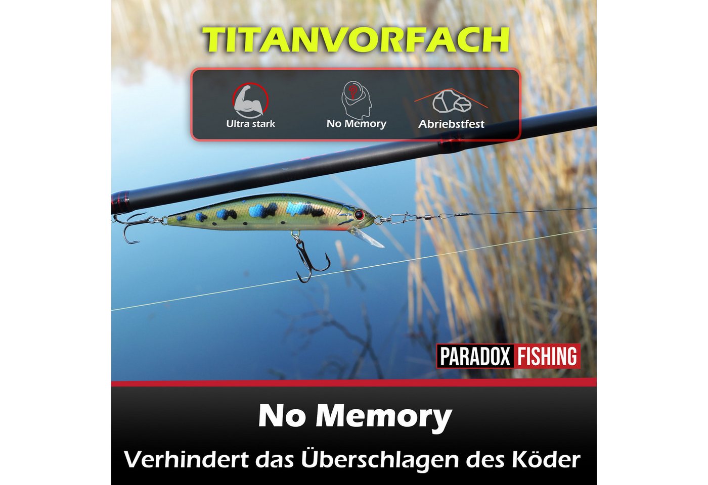 Paradox Fishing Angelschnur Titan-Vorfach fürs Hecht-Angeln, 0,25 m Länge, Hechtsicher Knickfrei Bild 4