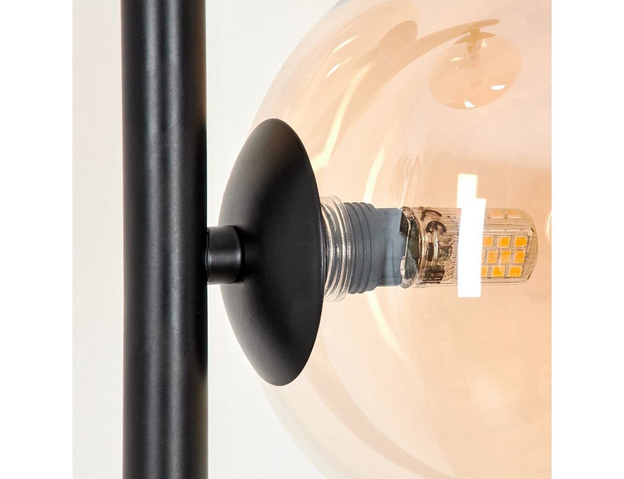 hofstein Stehlampe Stehlampe aus Metall/Glas in Schwarz/Bernsteinfarben, ohne Leuchtmittel, Standlampe im Retro-Design aus Glas, 3 x G9, ohne Leuchtmittel Bild 4