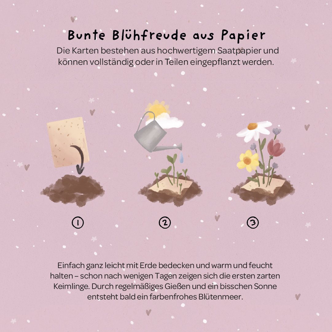 Die Stadtgärtner Grußkarte Wachsende Grußkarte mit Saatgut, Bee happy, Zum Einpflanzen, mit Wildblumensamen, innen unbedruckt Bild 2