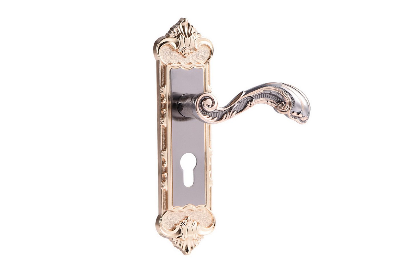 GARRYFIZH Einsteckschloss für Innentüren, Retro Türschloss mit Türgriff »Einsteckschloss für Innentüren mit Schließzylinder«, Dornmaß 50 mm, mit Flaches Standard-Schließblech im Lieferumfang, Vintage Türschloss aus Aluminium mit Schließzylinder und 3 Schlüsseln