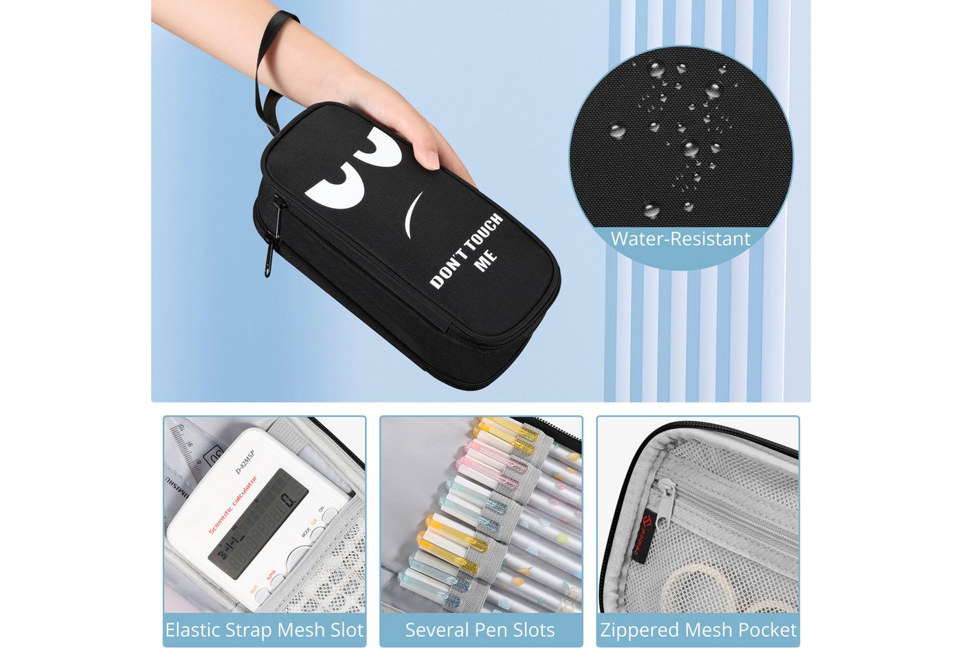 Fintie Federmäppchen Federtasche - Große Kapazität Mäppchen mit 3 Fächer Stiftetasche, Schlamperbox Bleistifttasche Schulmäppchen für Schule & Büro Bild 4