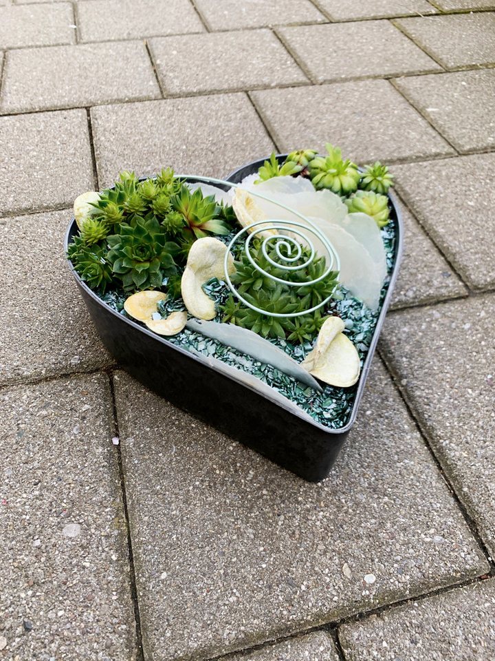 matches21 HOME & HOBBY Blumentopf Herz Pflanzschale für draussen marmoriert Dekoschale schwarz 22 cm (1 St), Blumen-Schale als wetterfeste Friedhof-Schale Grab-Schmuck Grabschale Bild 5