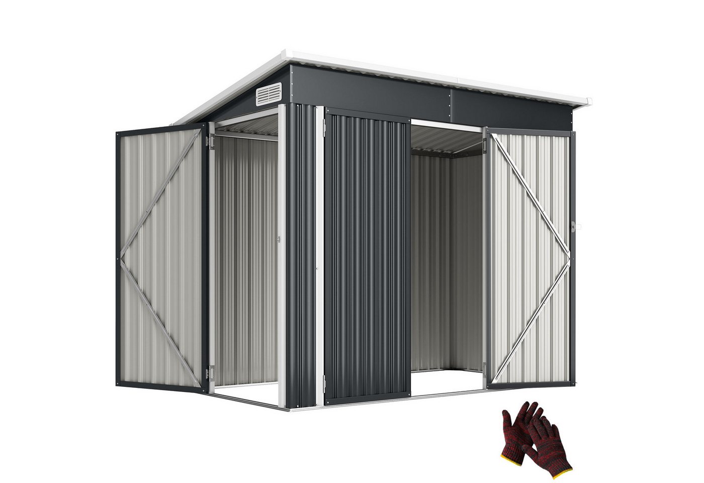 Outsunny Gerätehaus Metall 2,68 m², abschließbar Geräteschuppen mit 3 Türen, Lüftung, BxT: 234x132 cm, (Geräteschuppen, 1 St., Outdoor Schuppen), für Hinterhof Garten Bild 2