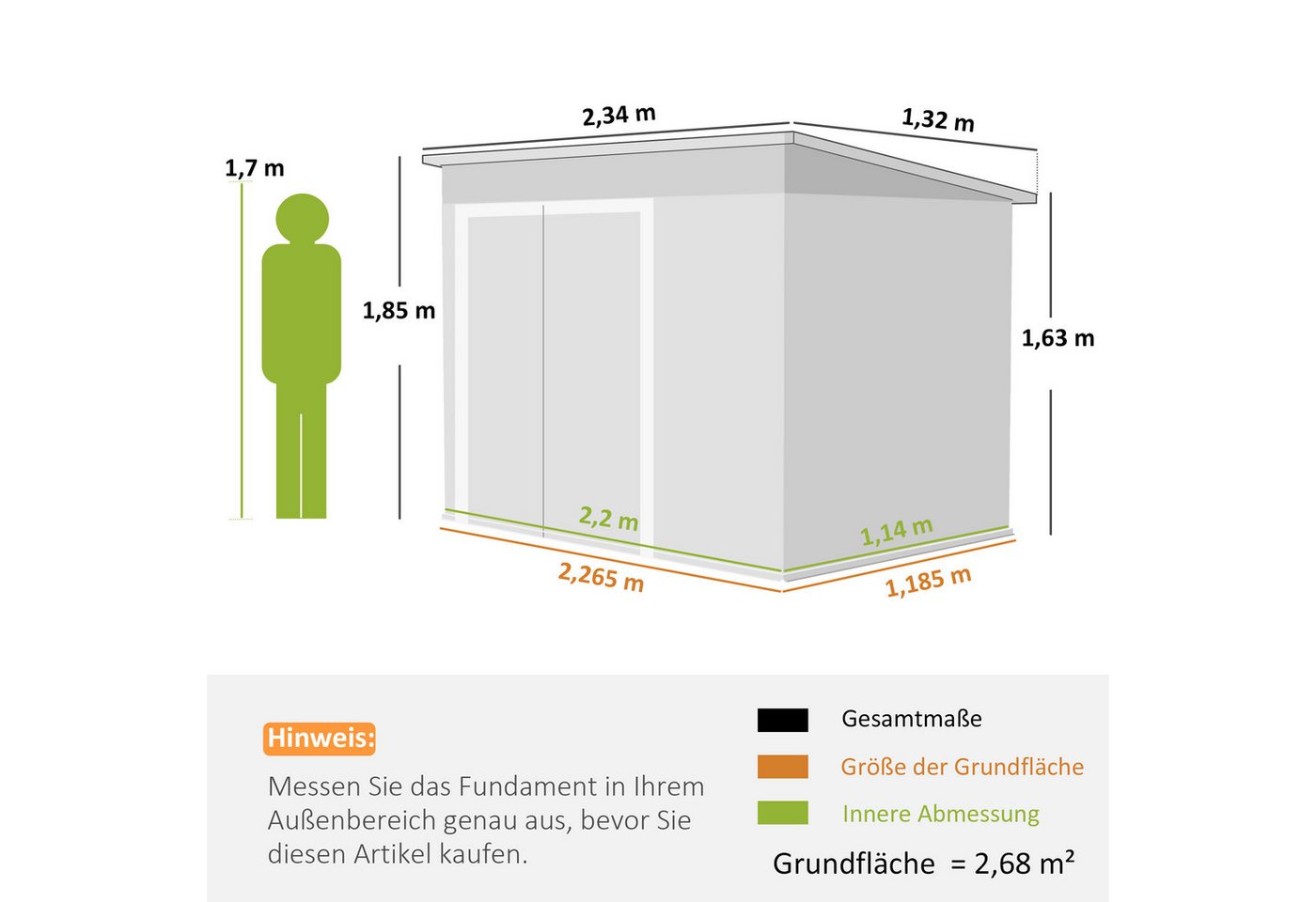 Outsunny Gerätehaus Metall 2,68 m², abschließbar Geräteschuppen mit 3 Türen, Lüftung, BxT: 234x132 cm, (Geräteschuppen, 1 St., Outdoor Schuppen), für Hinterhof Garten Bild 4