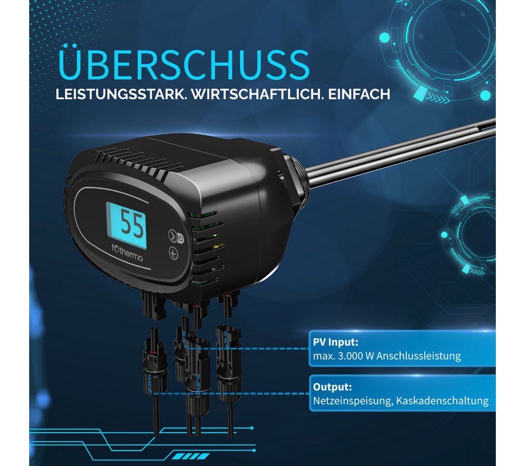 fothermo System AG Heizstab ROD-1000, Einzelprodukt, 1000 W, PV-Direktanschluss, stufenlos, ohne Wechselrichter Bild 4