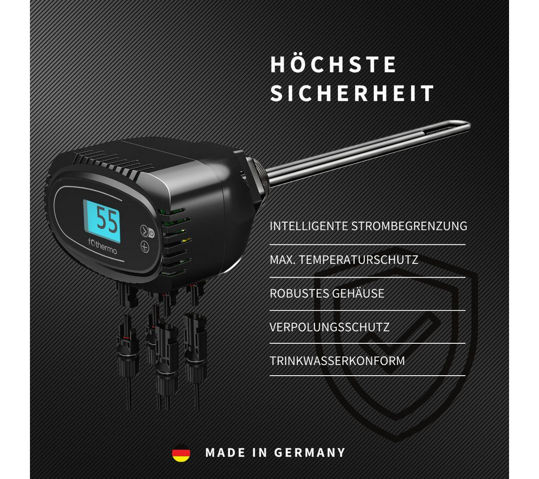 fothermo System AG Heizstab ROD-1000, Einzelprodukt, 1000 W, PV-Direktanschluss, stufenlos, ohne Wechselrichter Bild 5