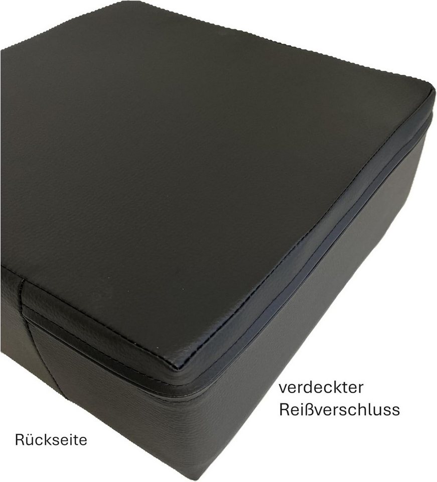 kissenfabrik-juwan Sitzkissen Sitzerhöhung, Extradickes Sitzpolster Elastischer Viscoschaum – Kunstleder Schwarz