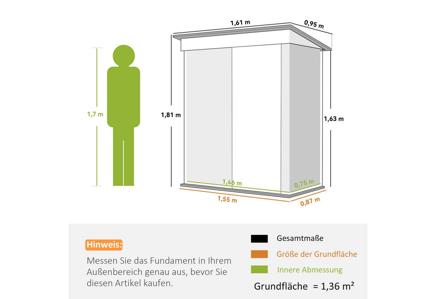 Outsunny Gerätehaus Metall Geräteschuppen mit verstellbaren Regalen, wetterfest, BxT: 161x95 cm, (Geräteschuppen, 1 St., wetterfest Gartenhaus), Outdoor Garten Schuppen für Außenbereich Bild 3