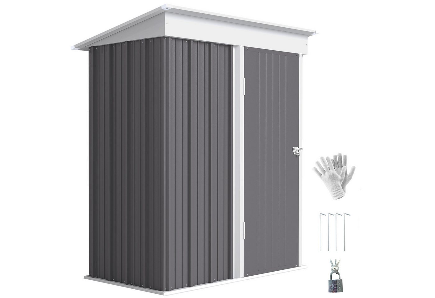 Outsunny Gerätehaus Metall Geräteschuppen mit verstellbaren Regalen, wetterfest, BxT: 161x95 cm, (Geräteschuppen, 1 St., wetterfest Gartenhaus), Outdoor Garten Schuppen für Außenbereich Bild 4