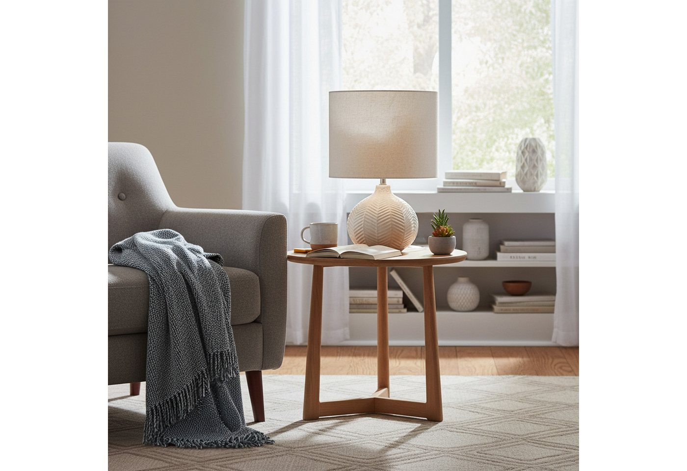 relaxdays Nachttischlampe Tischlampe Chevron-Muster, Ein- und Ausschalten per Kippschalter, Ohne Leuchtmittel Bild 5