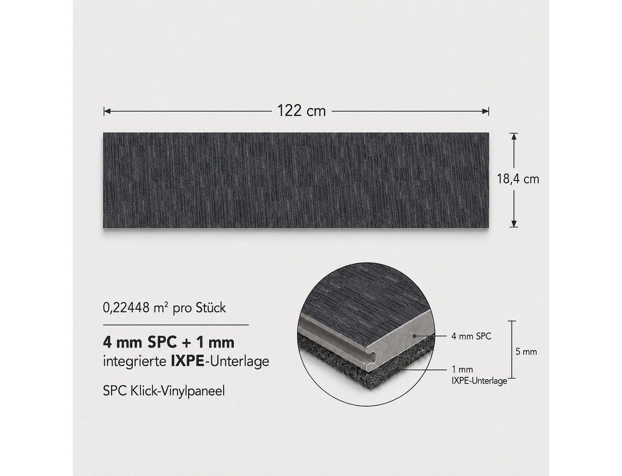 Berti Graf Vinyllaminat SPC Klick-Vinylboden 5 mm mit Trittschalldämmung in Textiloptik, Wasserfest, 4mm + 1mm, Bodenheizung Bild 2