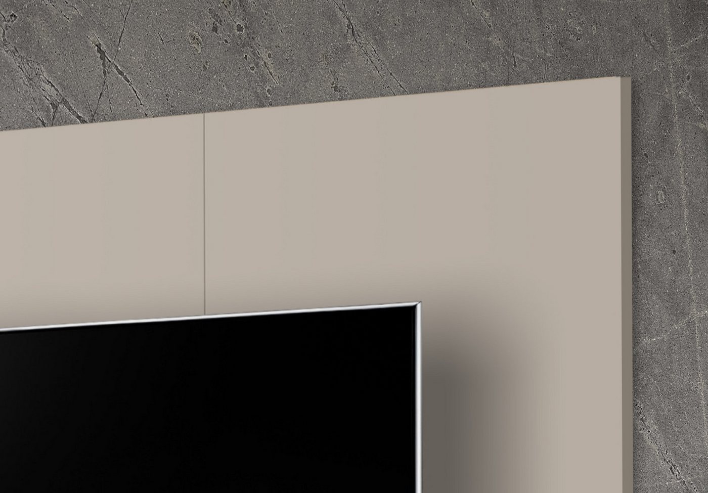 Inn.Furn Wandpaneel Option, (TV Rückwandpaneel in Kaschmir / Sand, 116 x 118 cm) mit Ausschnitt für TV Wandhalterung