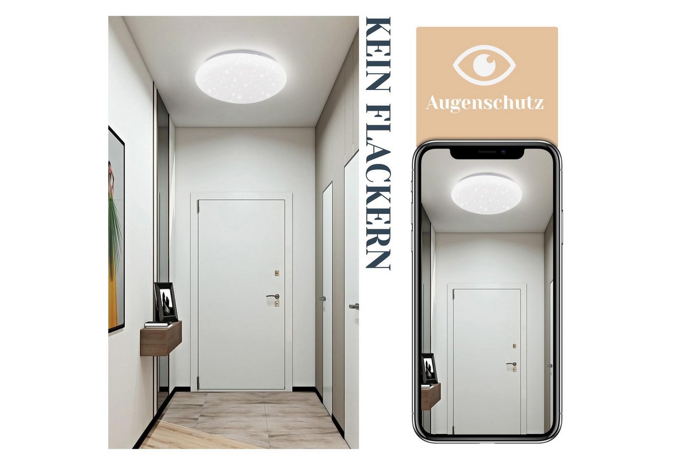Nettlife LED Deckenleuchte LED Deckenleuchte Sternenhimmel Rund 25cm 12W, Sternenhimmel, LED fest integriert, Küche Deckenbeleuchtung Flurlampe für Kinderzimmer Treppenhaus Bild 3