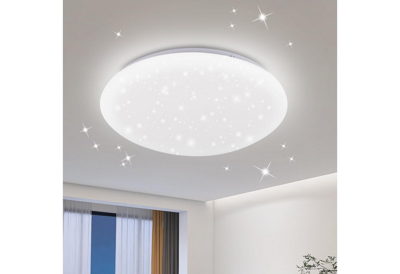 Nettlife LED Deckenleuchte LED Deckenleuchte Sternenhimmel Rund 25cm 12W, Sternenhimmel, LED fest integriert, Küche Deckenbeleuchtung Flurlampe für Kinderzimmer Treppenhaus Bild 4