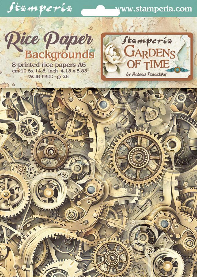 Stamperia Seidenpapier Garden of Time, 8 Stück DIN A6