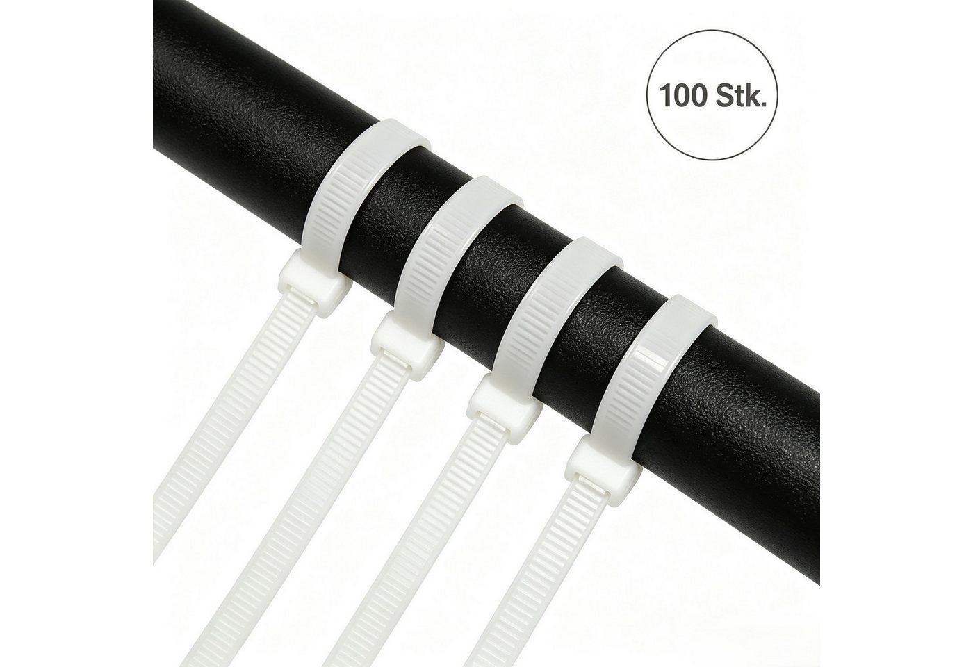Rolipo Kabelbinder Nylon-Kabelbinder 7,6x400mm(100 Stk) selbstverriegelnd, hohe Zugkraft (100-St) flammhemmend 94V‑2, korrosionsbeständig, –25°C bis +85°C Bild 2
