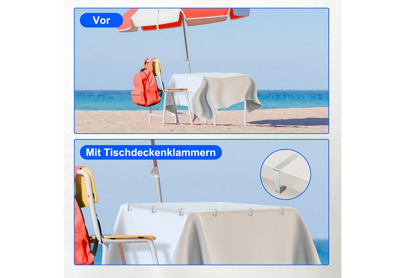 TUWENA Tischtuchklammern 10 Stück Tischtuchklammern Edelstahl, (10-St) Bild 4