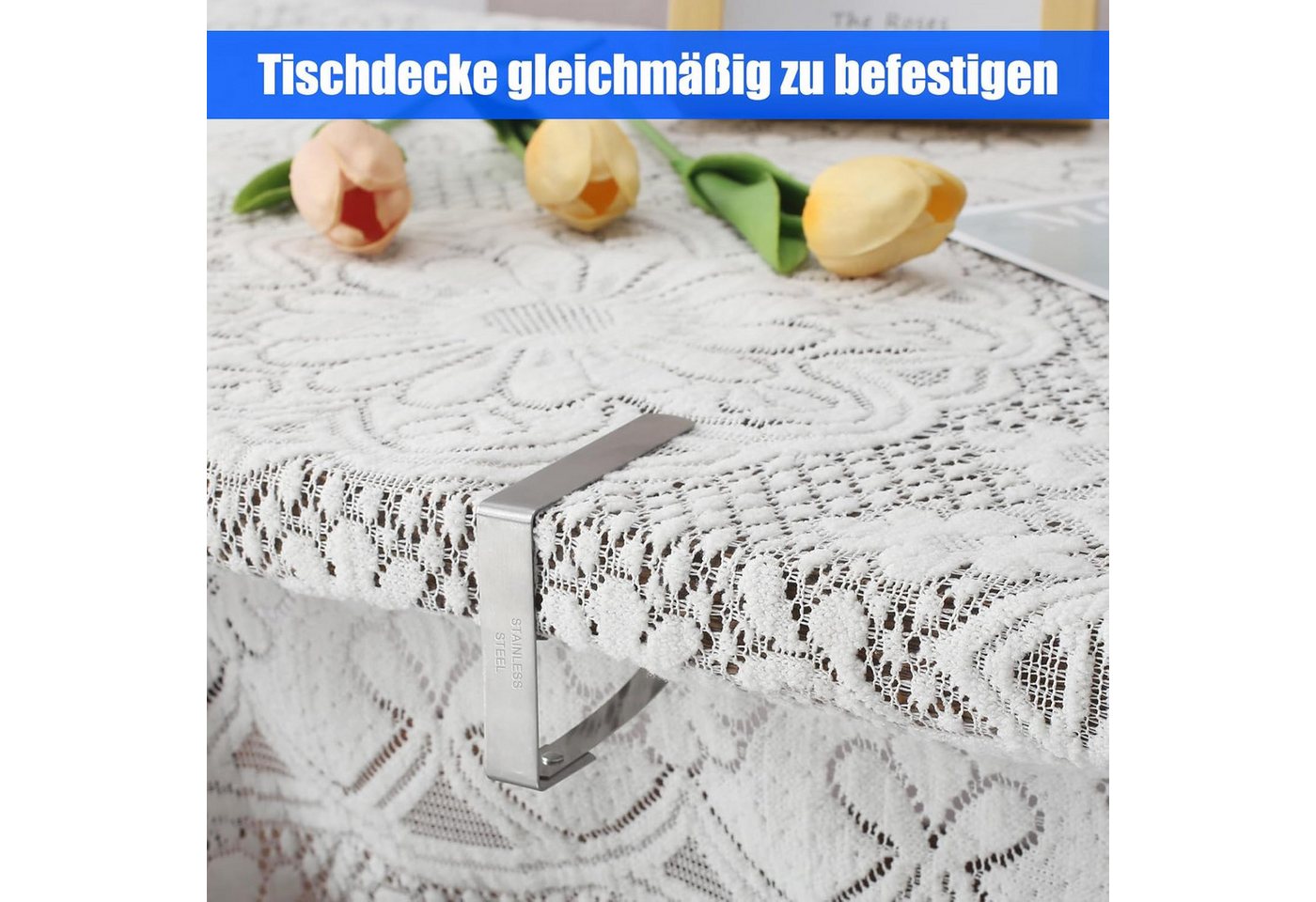 TUWENA Tischtuchklammern 10 Stück Tischtuchklammern Edelstahl, (10-St) Bild 5