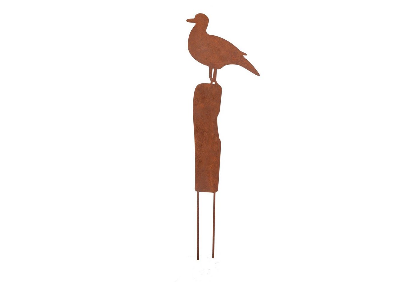 UNUS GARDEN Gartenstecker Gartenstecker Möwe auf Pfahl in Rostoptik aus Metall groß (1-St., 50 x 21,5 cm (HxB) Roststecker Gartenstecker Beetstecker Rostdeko Garten Ostern Frühling