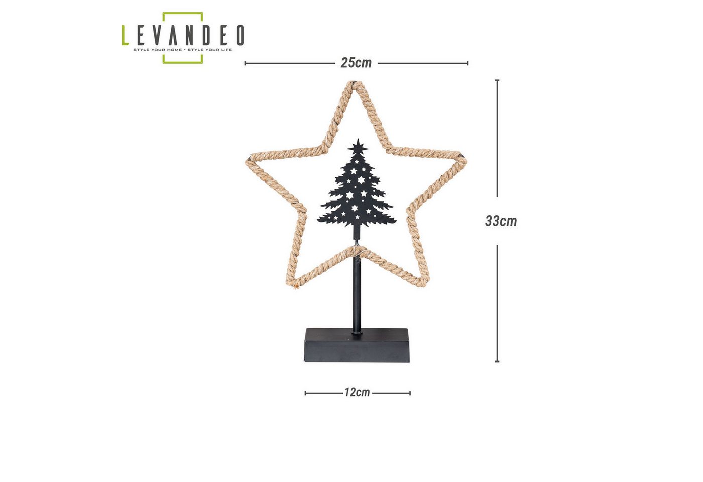 Levandeo® LED Stern, LED Stern H33cm Weihnachten Tanne Dekoleuchte Weihnachtsdeko Standeko Bild 4
