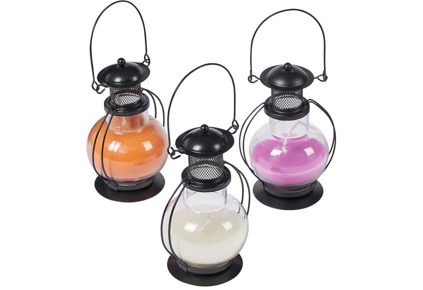 Marrakesch Orient & Mediterran Interior Duftlampe 3er Set Orientalische Wachslaterne Mini edel aus Metall und Glas 14 cm (3 St), Echtwachs Bild 2