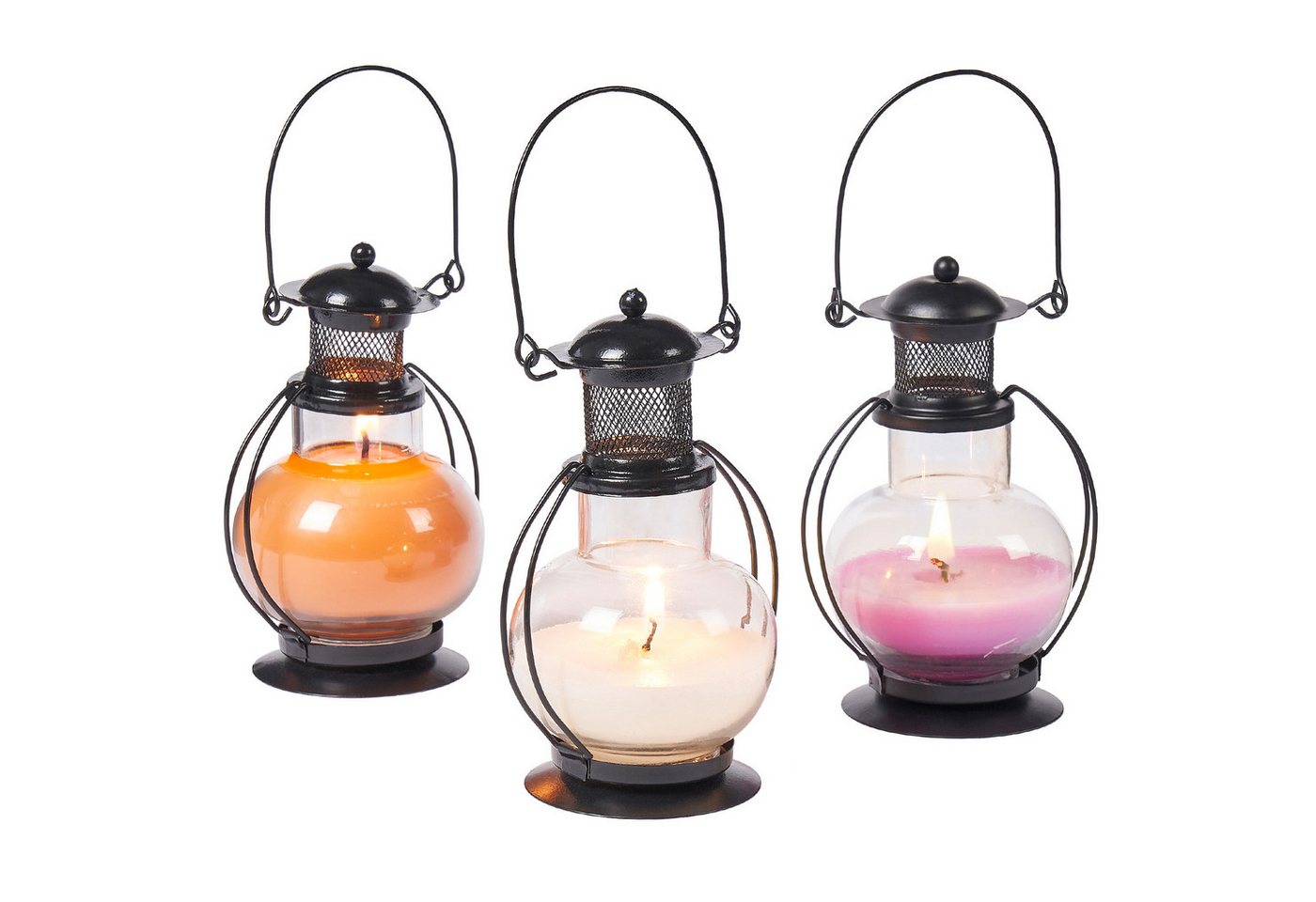 Marrakesch Orient & Mediterran Interior Duftlampe 3er Set Orientalische Wachslaterne Mini edel aus Metall und Glas 14 cm (3 St), Echtwachs Bild 4
