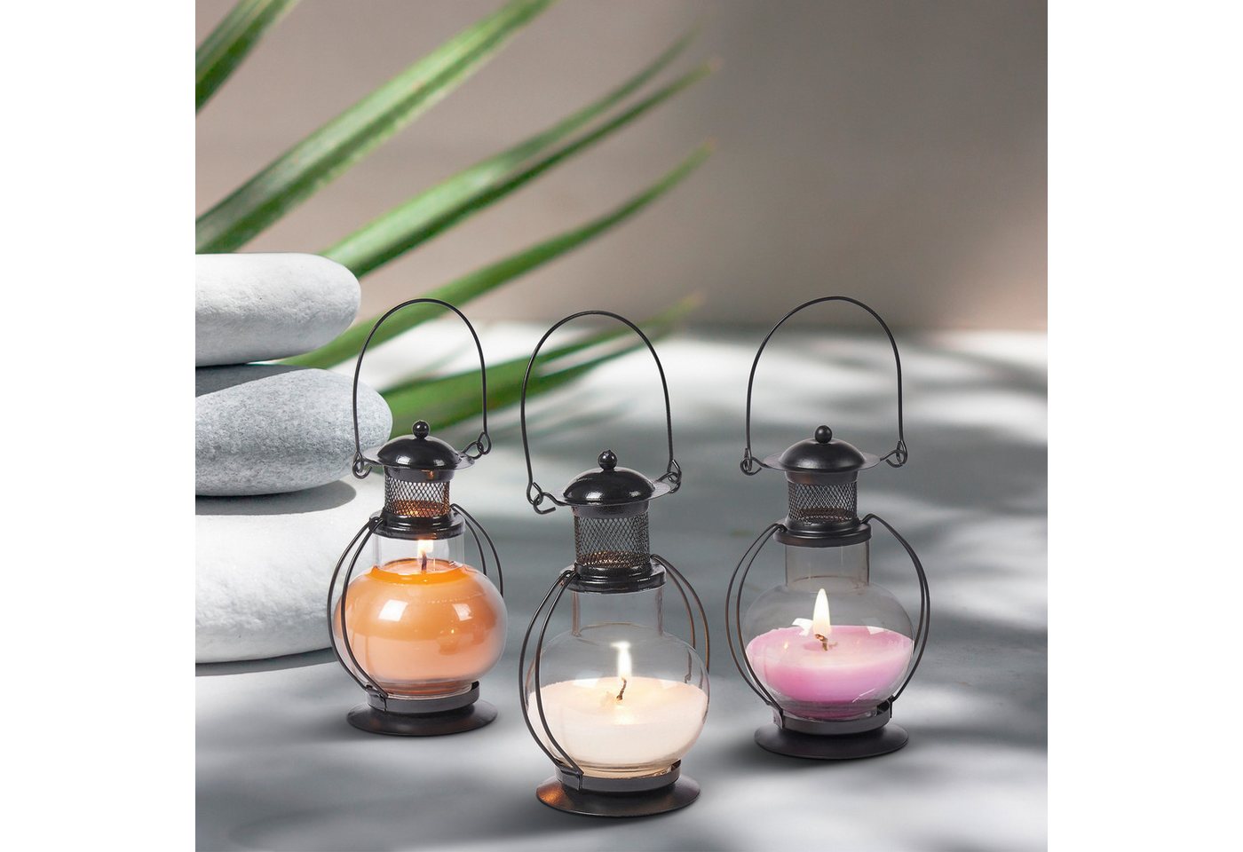 Marrakesch Orient & Mediterran Interior Duftlampe 3er Set Orientalische Wachslaterne Mini edel aus Metall und Glas 14 cm (3 St), Echtwachs Bild 5
