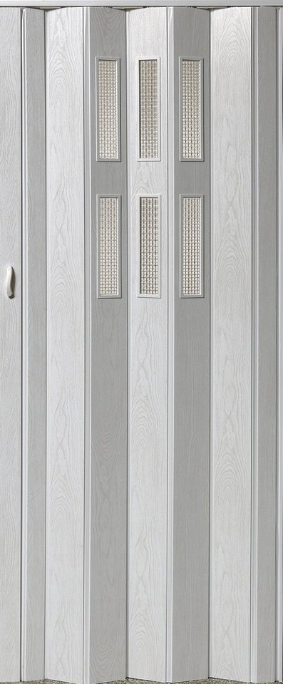Vivaldi Falttür H. 202 cm Türbreite bis 96 cm Schiebetür weiß gewischt Fenster pgl281 (1 Karton, 1-St., 1 Set), teils vormontiert Bild 2