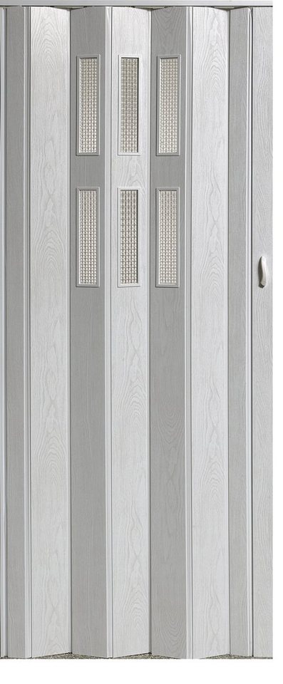 Vivaldi Falttür H. 202 cm Türbreite bis 96 cm Schiebetür weiß gewischt Fenster pgl281 (1 Karton, 1-St., 1 Set), teils vormontiert Bild 3