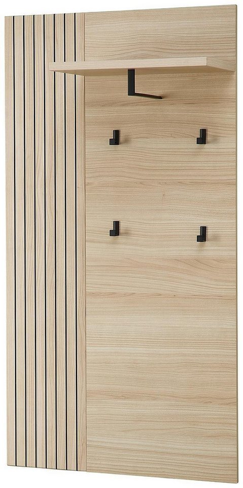 Innostyle Garderobenpaneel PISA, Riva Eiche Dekor, 1 Kleiderstange, 4 Haken, mit Hutablage, B 70 x H 175 x T 30 cm