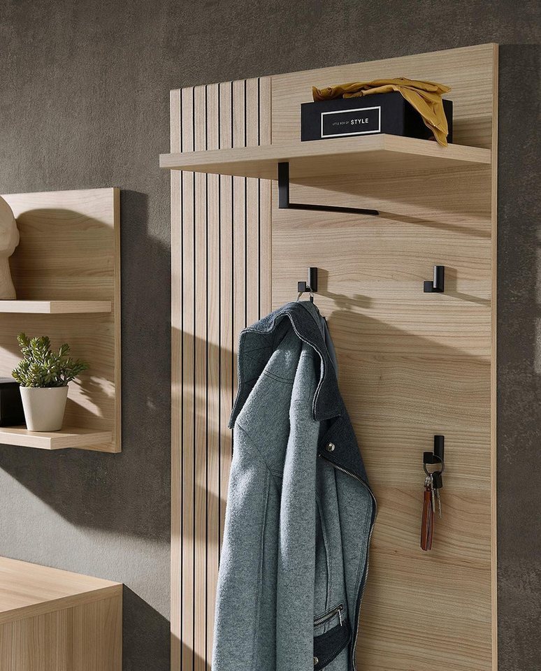 Innostyle Garderobenpaneel PISA, Riva Eiche Dekor, 1 Kleiderstange, 4 Haken, mit Hutablage, B 70 x H 175 x T 30 cm Bild 4