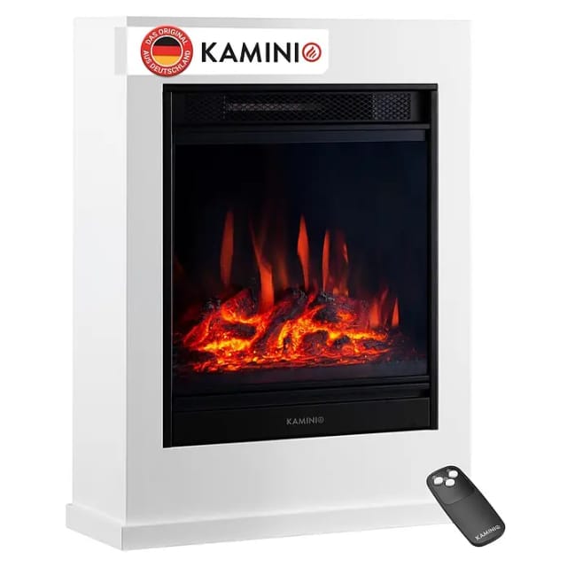 KAMINIO Elektrokamin KALLE, Elektrischer Kamin mit 3D-Flammeneffekt, Heizung 1800W