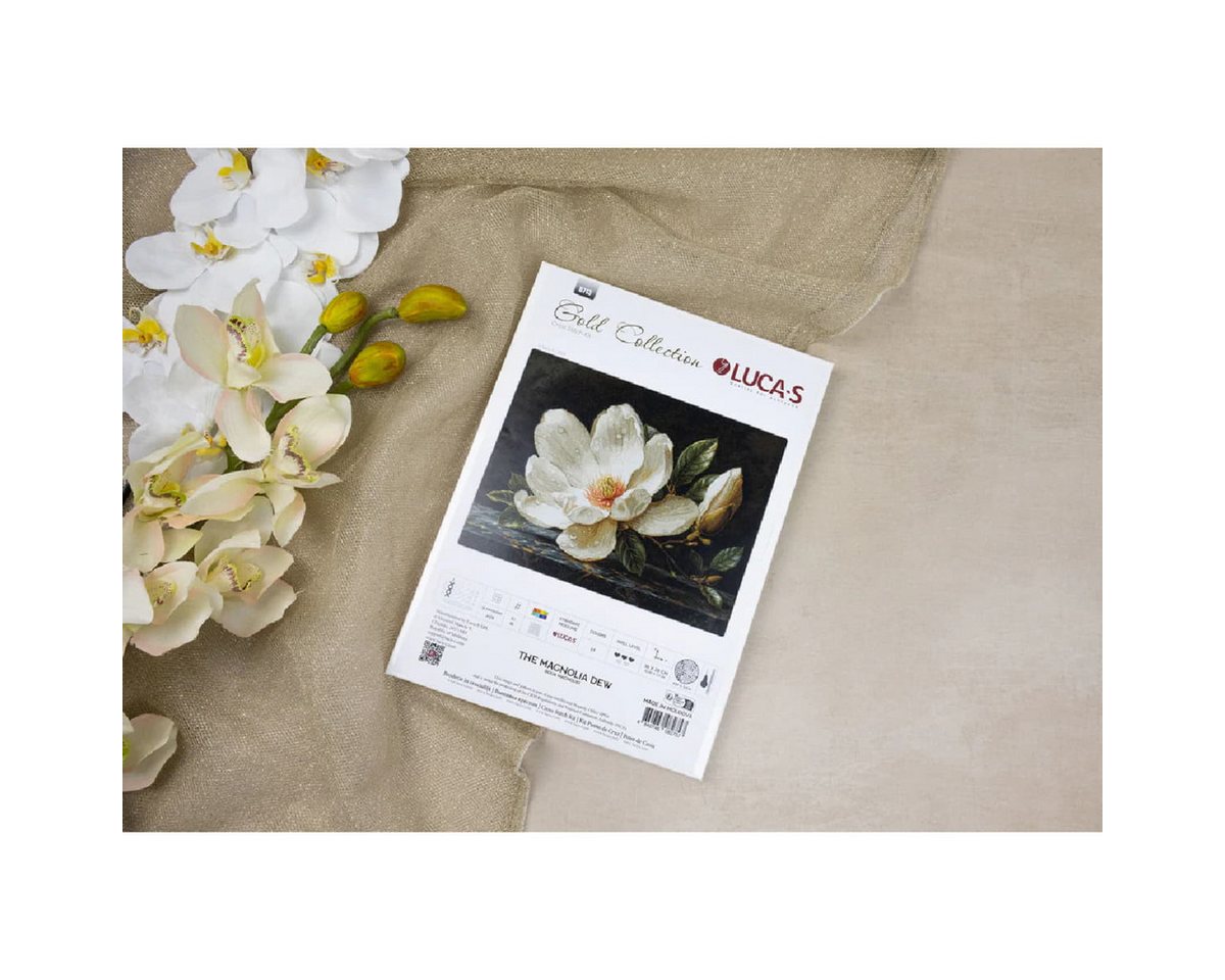 Luca-S Kreativset Luca-S Kreuzstich Stickpackung "Gold Collection, Der Magnolientau",..., (embroidery kit by Marussia)