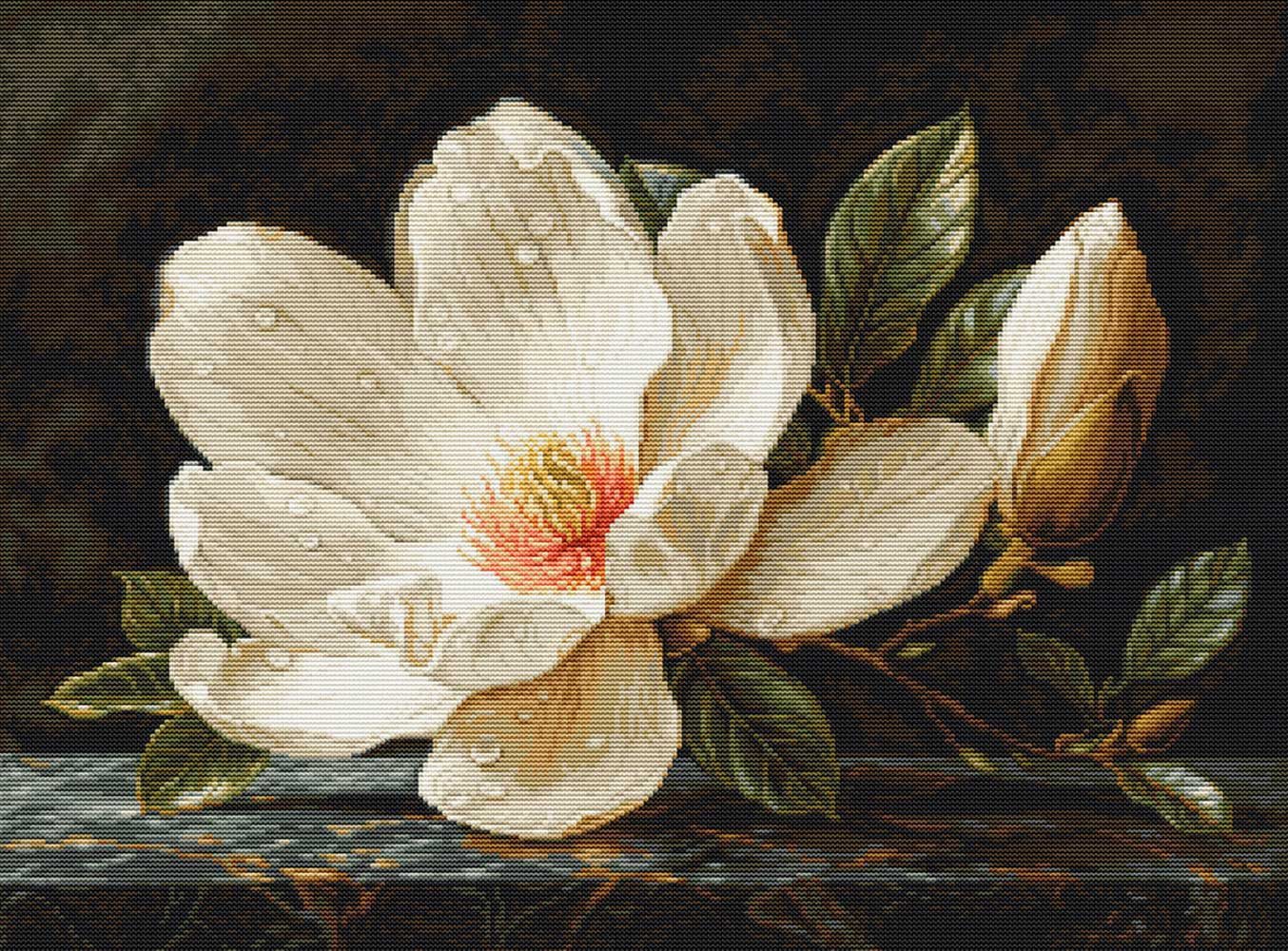 Luca-S Kreativset Luca-S Kreuzstich Stickpackung "Gold Collection, Der Magnolientau",..., (embroidery kit by Marussia) Bild 4