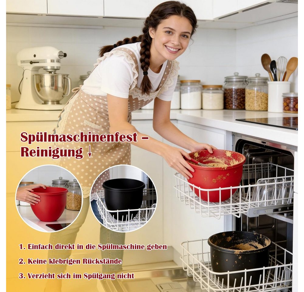 TUWENA Küchenmaschinenschüssel 2 Stück Silikoneinsatz mit Deckel-kompatibel mit KitchenAid 5Qt (4,8L), (2-tlg), Lebensmittelecht Schüssel-Einsatz, Kalt-Warm, Spülmaschinengeeignet