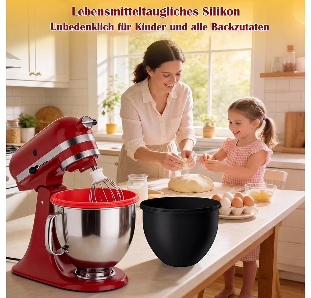 TUWENA Küchenmaschinenschüssel 2 Stück Silikoneinsatz mit Deckel-kompatibel mit KitchenAid 5Qt (4,8L), (2-tlg), Lebensmittelecht Schüssel-Einsatz, Kalt-Warm, Spülmaschinengeeignet Bild 2